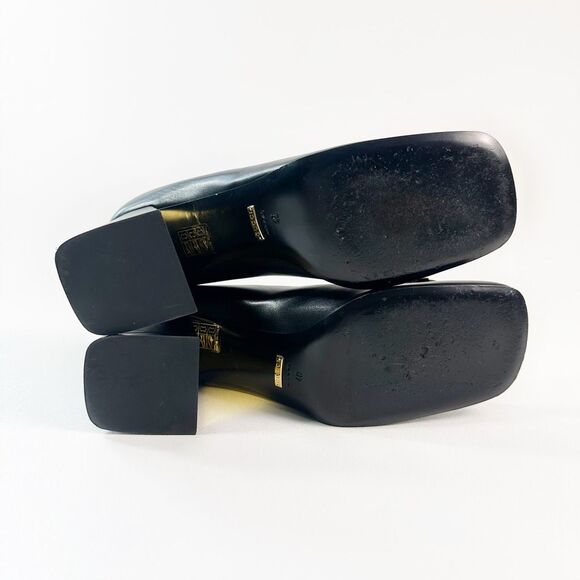 GUCCI Black Baby Bit Horsebit Square Toe Pump Size 40 US 10 Leather Block Heel - Picture 11 of 14